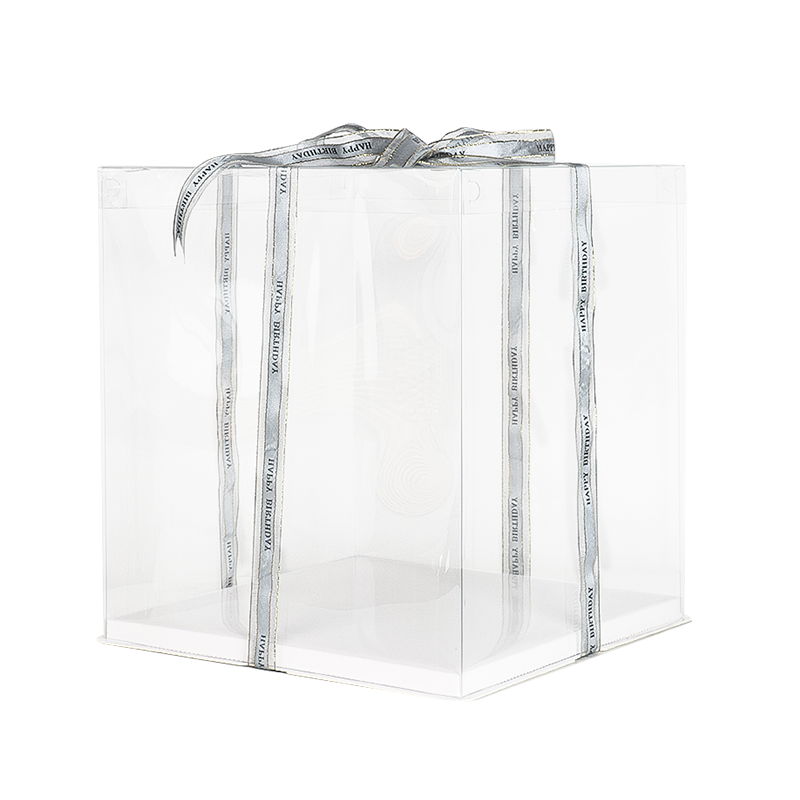 14-inch square clear plastic cake box