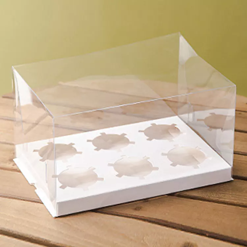 6-cell high-top clear plastic cupcake container