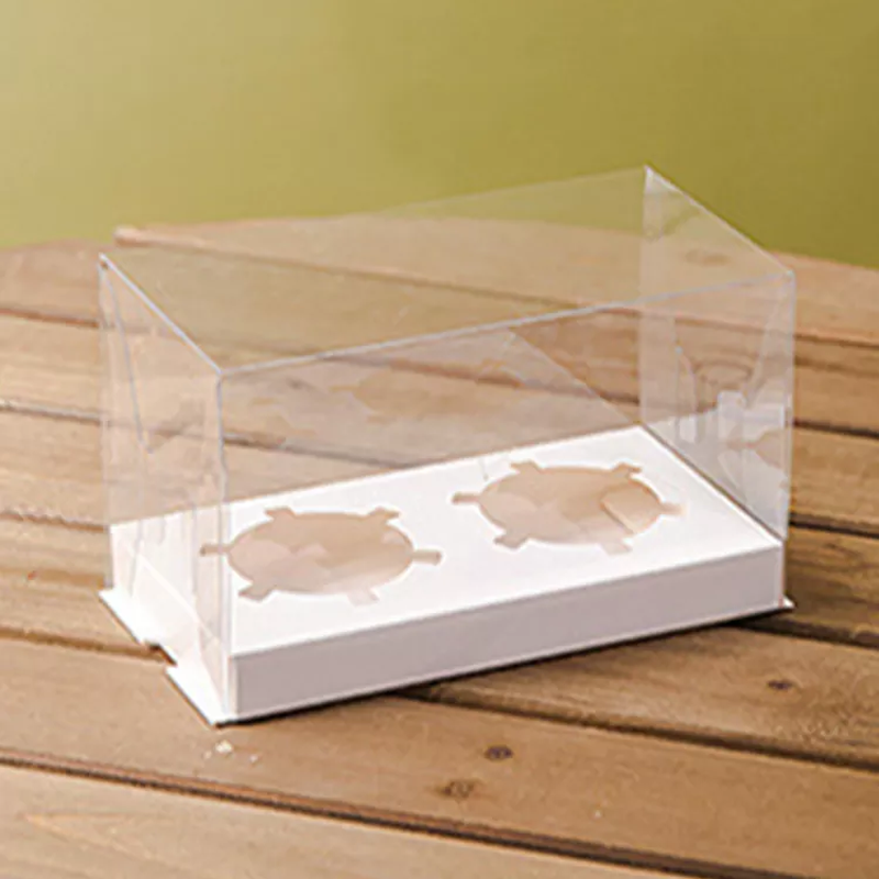 2 cells disposable clear plastic cupcake box