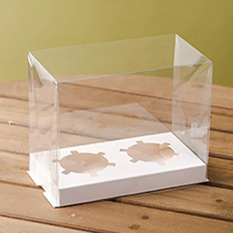 2 cells tall top transparent plastic cupcake box 