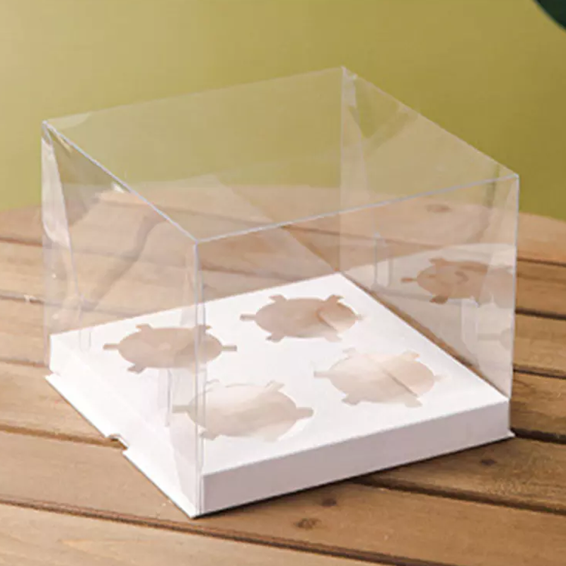 4 Cavity tall top holder clear cupcake bakery box